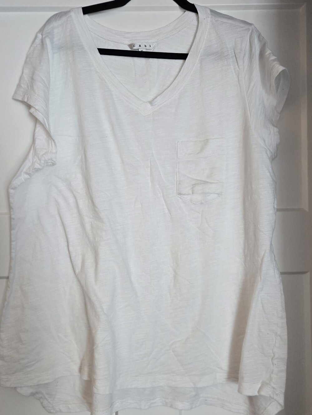 CAbi V-Neck Pocket Tee - Classic White